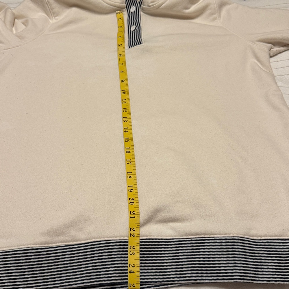 Lands' End Serious Sweats Sailor Style Cream Hoodie - Picture 5 of 7